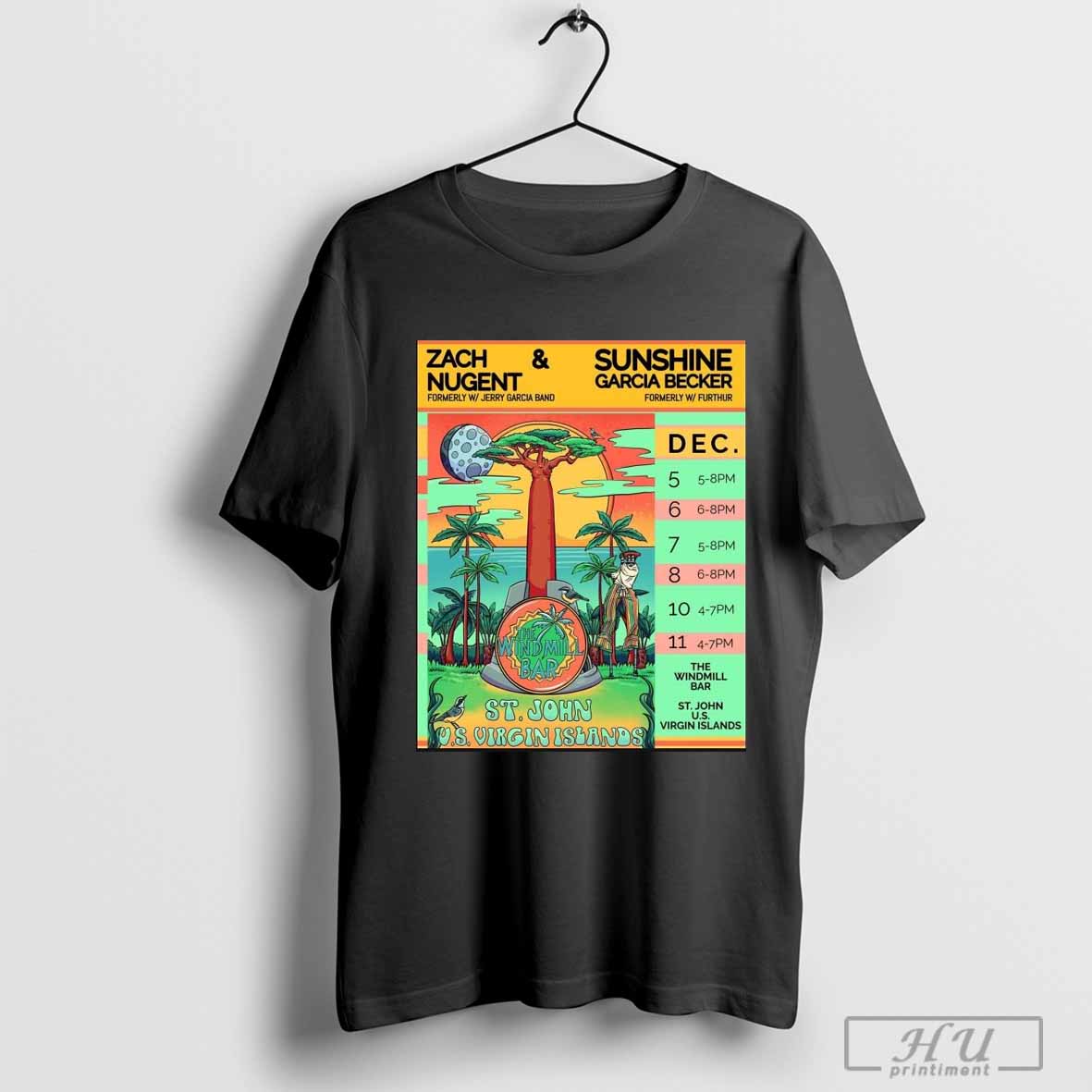 Zach Nugent and Sunshine Garcia Becker Dec 5-11-2024 ST. John U.S. Virgin Islands The Windmill Bar Poster T-shirt